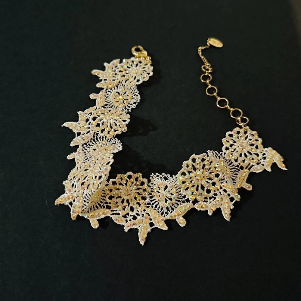 Gass Bead & Lace Ivory Choker Amrita Singh